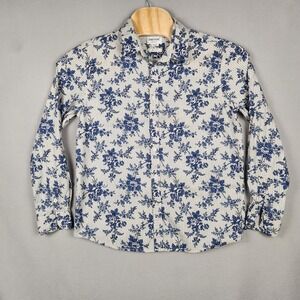 TUNEVUSE‎ Shirt Mens Large Blue White Floral Stripe Button Down Long Sleeve